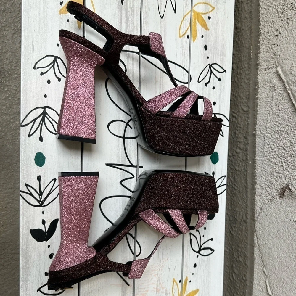 LA PERLA Glitter Platform Sandals size 7
